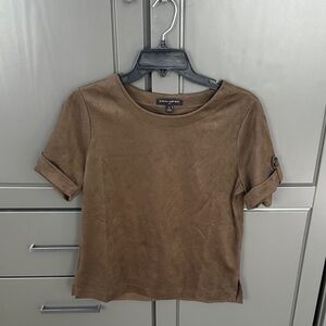 Banana Republic Faux Suede Brown Short Sleeve Top